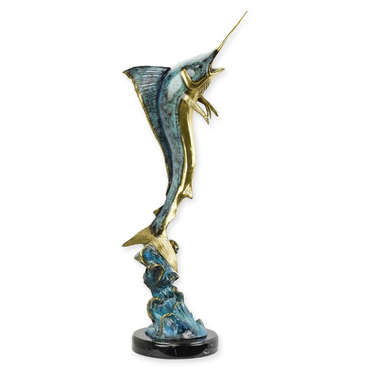 A BRONZE SCULPTURE OF A MARLIN