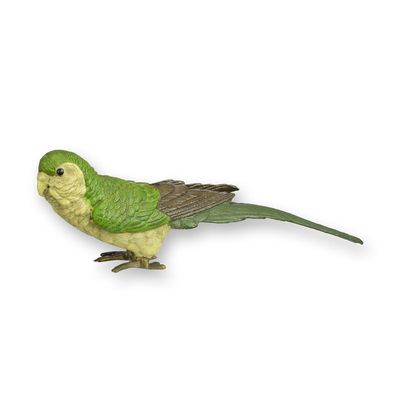 A BRONZE SCULPTURE OF A MONK PARAKEET