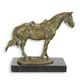 A BRONZE SCULPTURE OF A MOUNTED HORSE