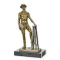 A BRONZE SCULPTURE OF A NUDE POSING MALE