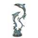A BRONZE SCULPTURE OF A PAIR OF DOLPHINS