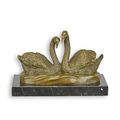 A BRONZE SCULPTURE OF A PAIR OF SWANS