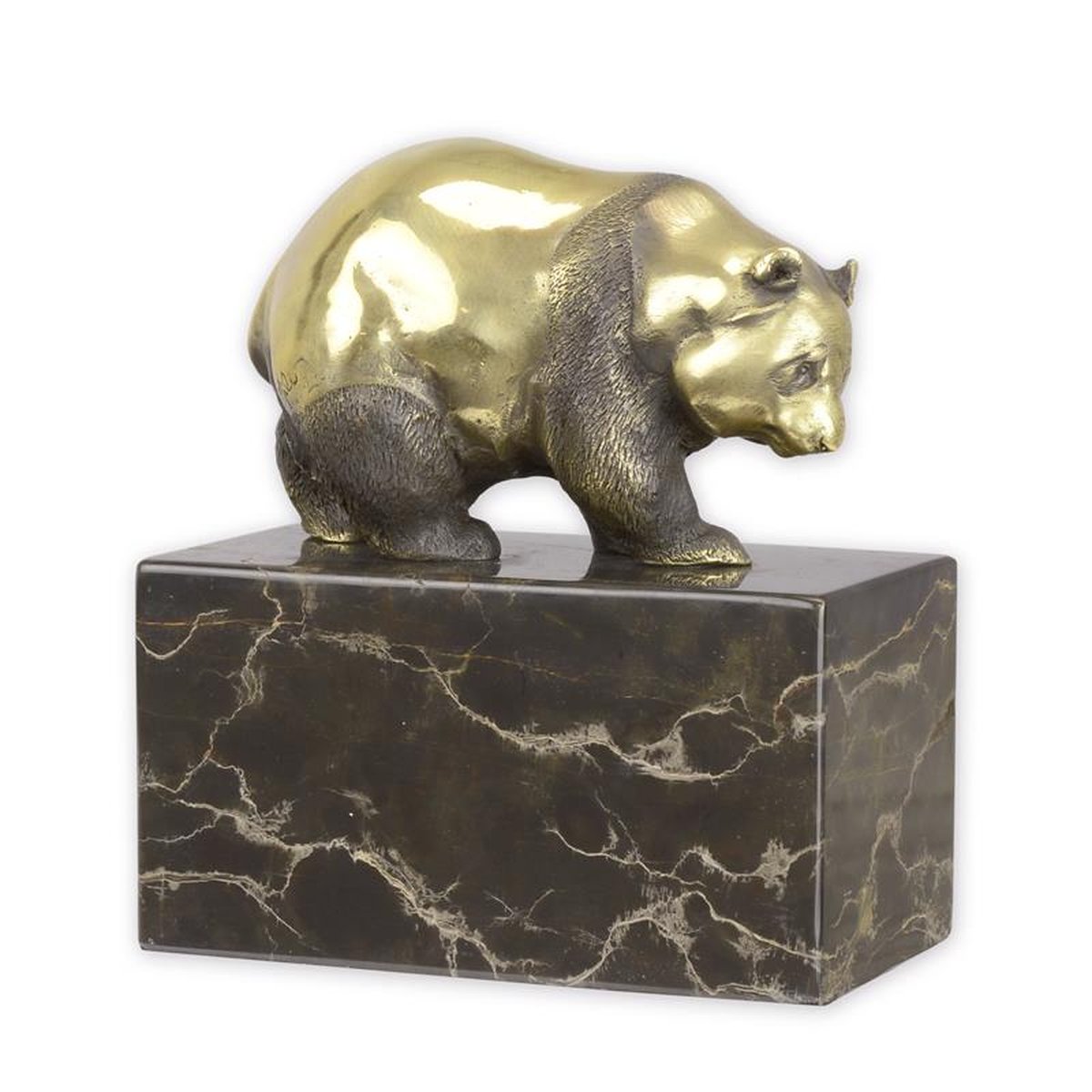 A BRONZE SCULPTURE OF A PANDA