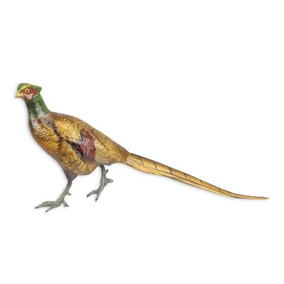 A BRONZE SCULPTURE OF A PHEASANT