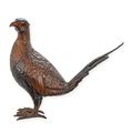 A BRONZE SCULPTURE OF A PHEASANT