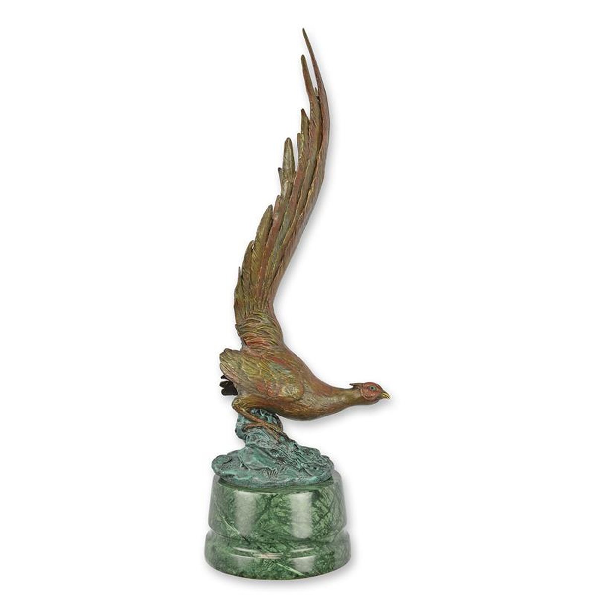 A BRONZE SCULPTURE OF A PHEASANT