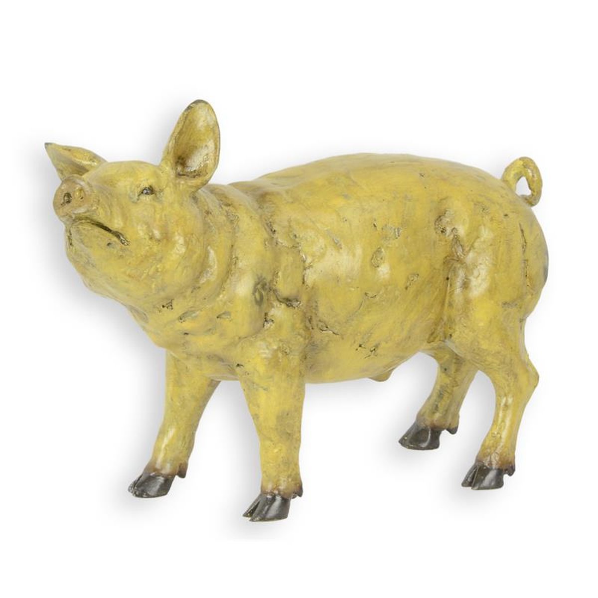 A BRONZE SCULPTURE OF A PIG