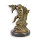 A BRONZE SCULPTURE OF A PUTTO ON A FISH