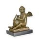 A BRONZE SCULPTURE OF A PUTTO PLAYING LYRE