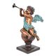 A BRONZE SCULPTURE OF A PUTTO PLAYING TRUMPET