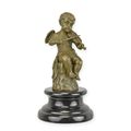 A BRONZE SCULPTURE OF A PUTTO PLAYING VIOLIN
