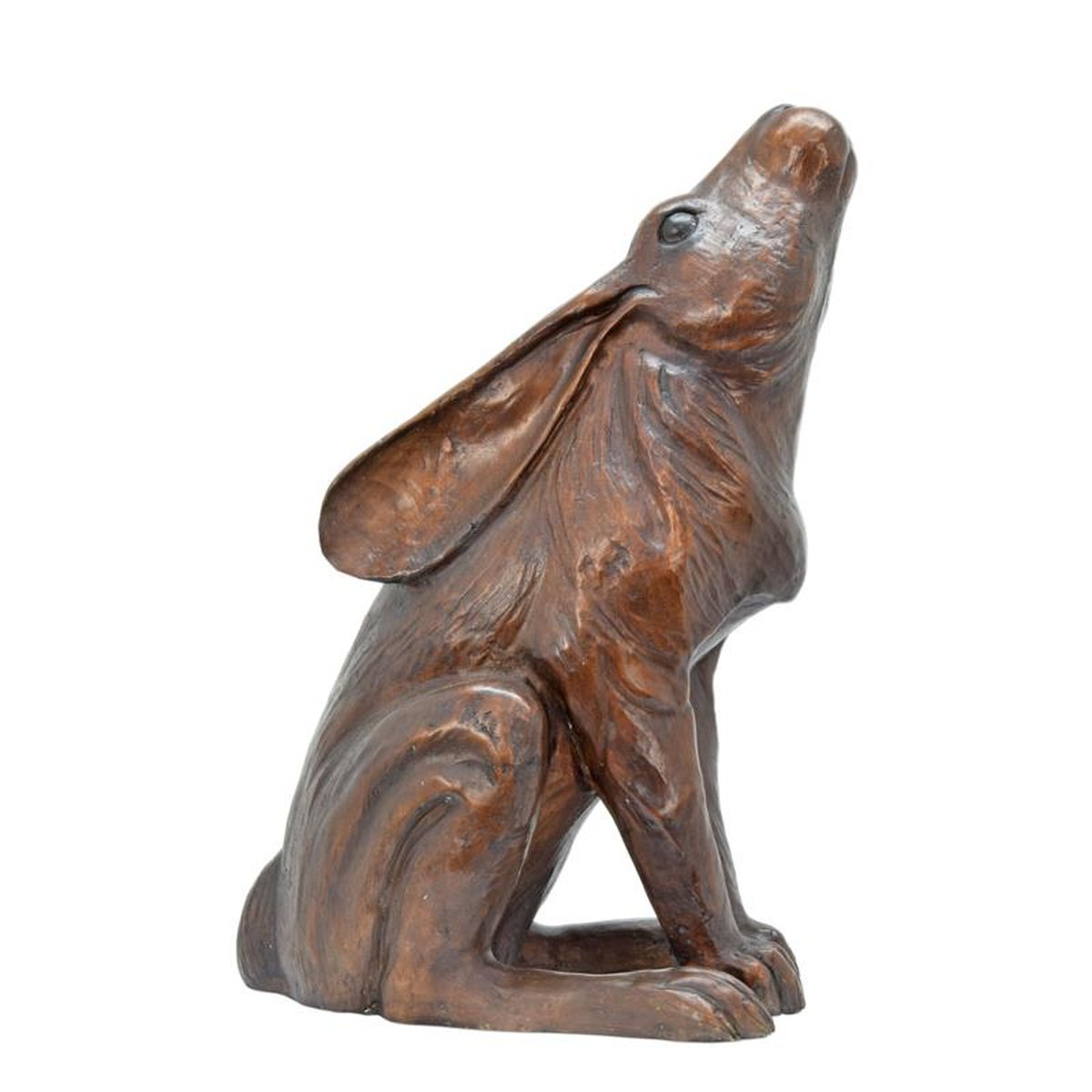 A BRONZE SCULPTURE OF A RABBIT