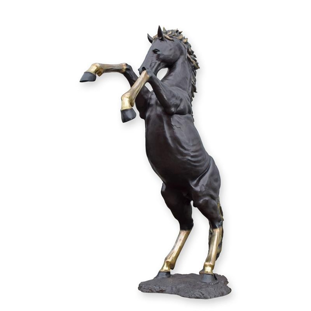 A BRONZE SCULPTURE OF A REARING STALLION