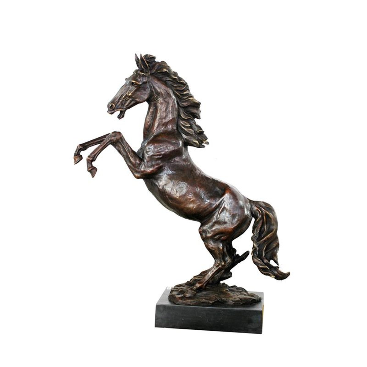 A BRONZE SCULPTURE OF A REARING STALLION
