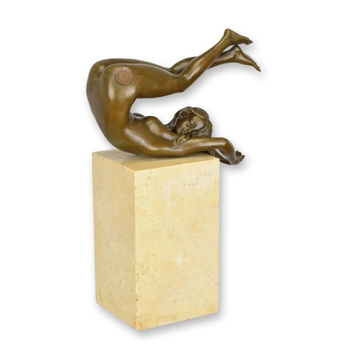 A BRONZE SCULPTURE OF A RECLINING FEMALE NUDE