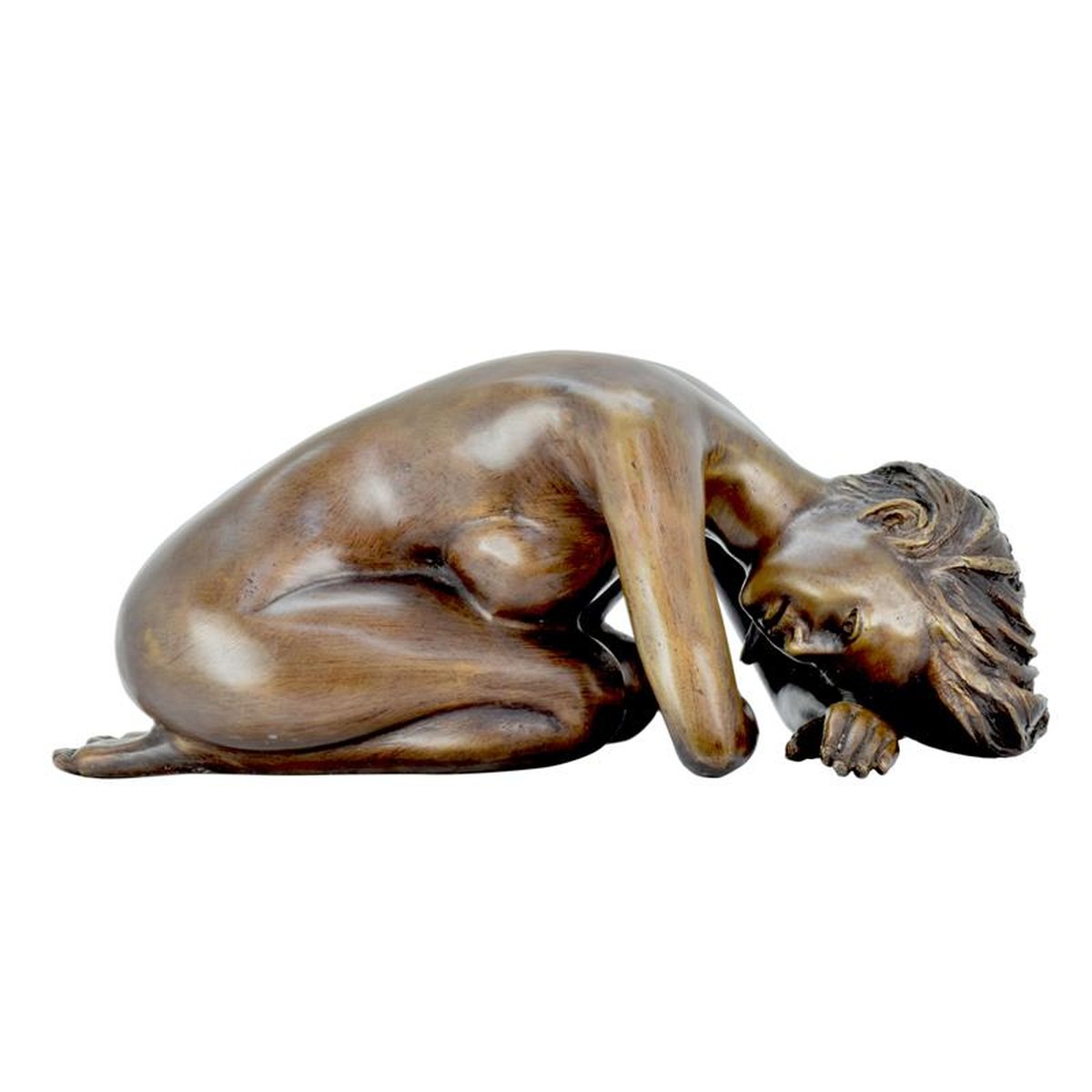A BRONZE SCULPTURE OF A RECLINING FEMALE NUDE