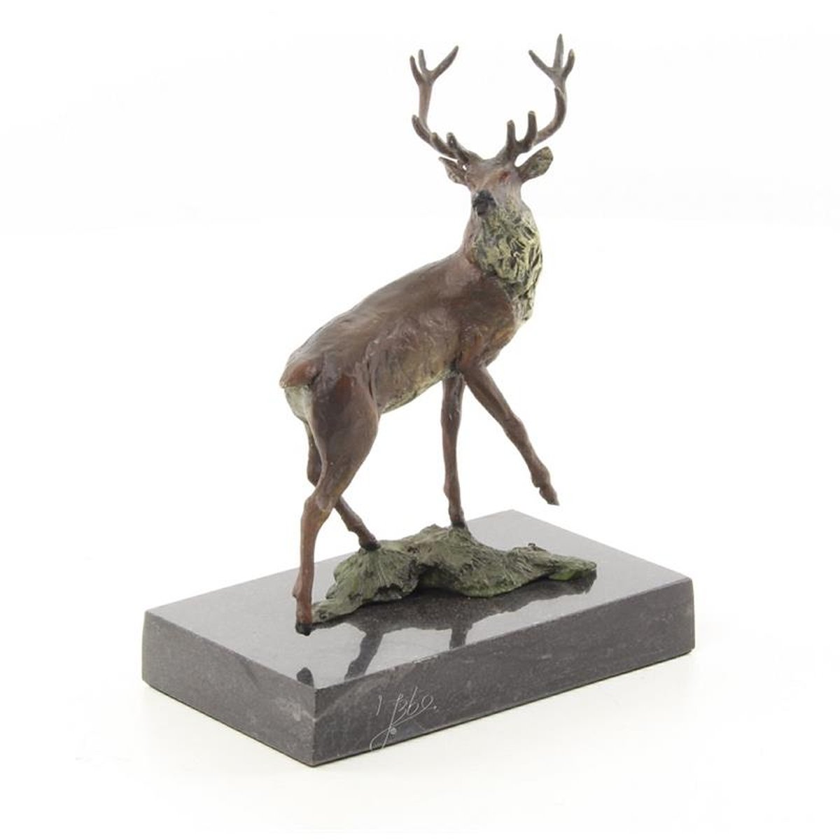 A BRONZE SCULPTURE OF A RED DEER