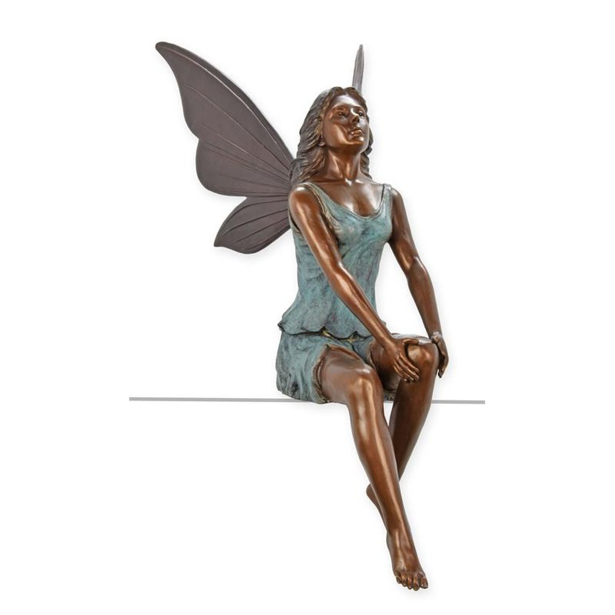 A BRONZE SCULPTURE OF A RESTING FAIRY
