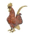 A BRONZE SCULPTURE OF A ROOSTER - COLOURED