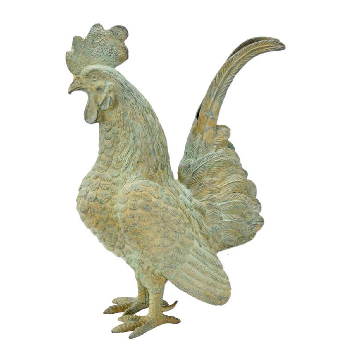 A BRONZE SCULPTURE OF A ROOSTER
