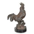 A BRONZE SCULPTURE OF A ROOSTER