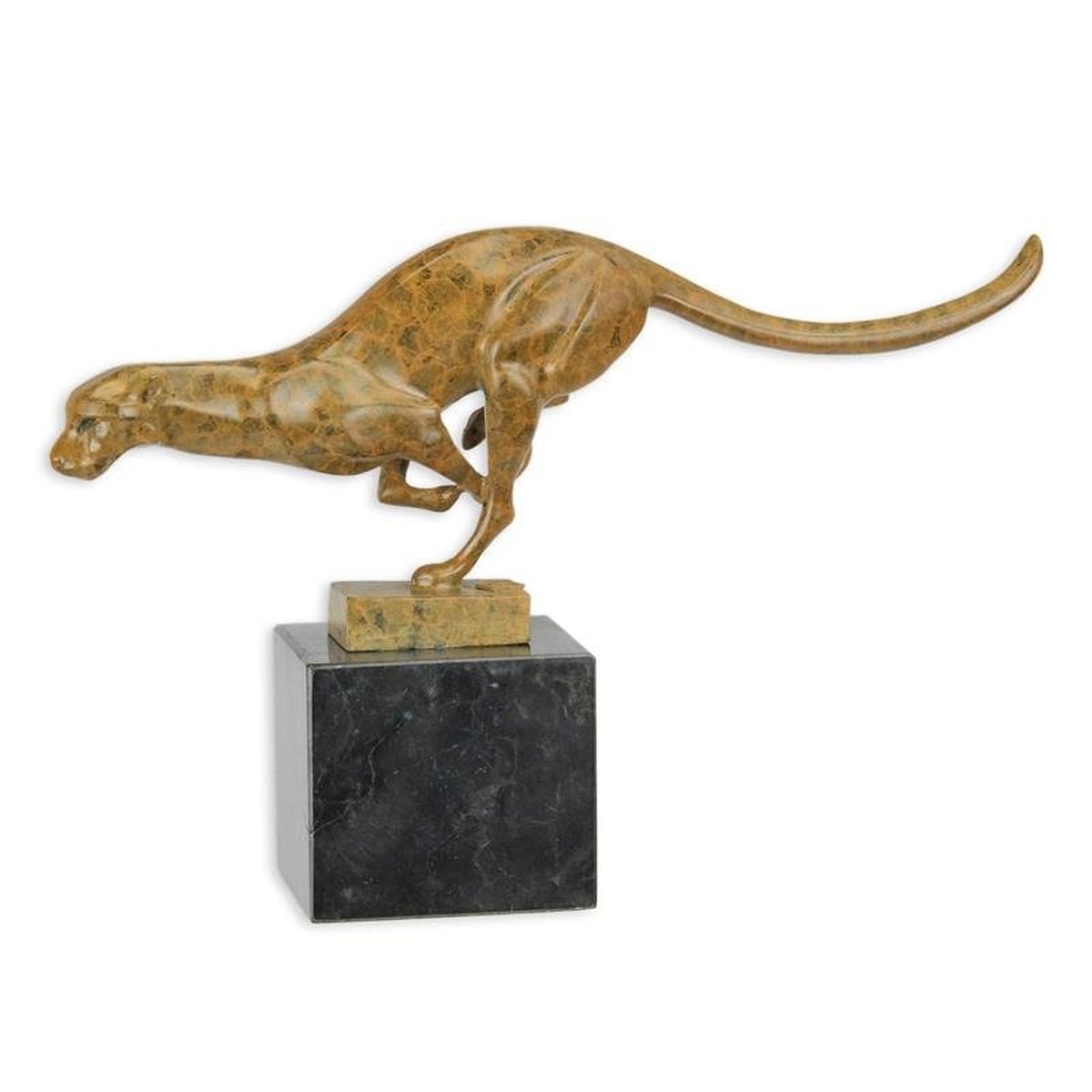A Bronze Sculpture of a Running Cougar
