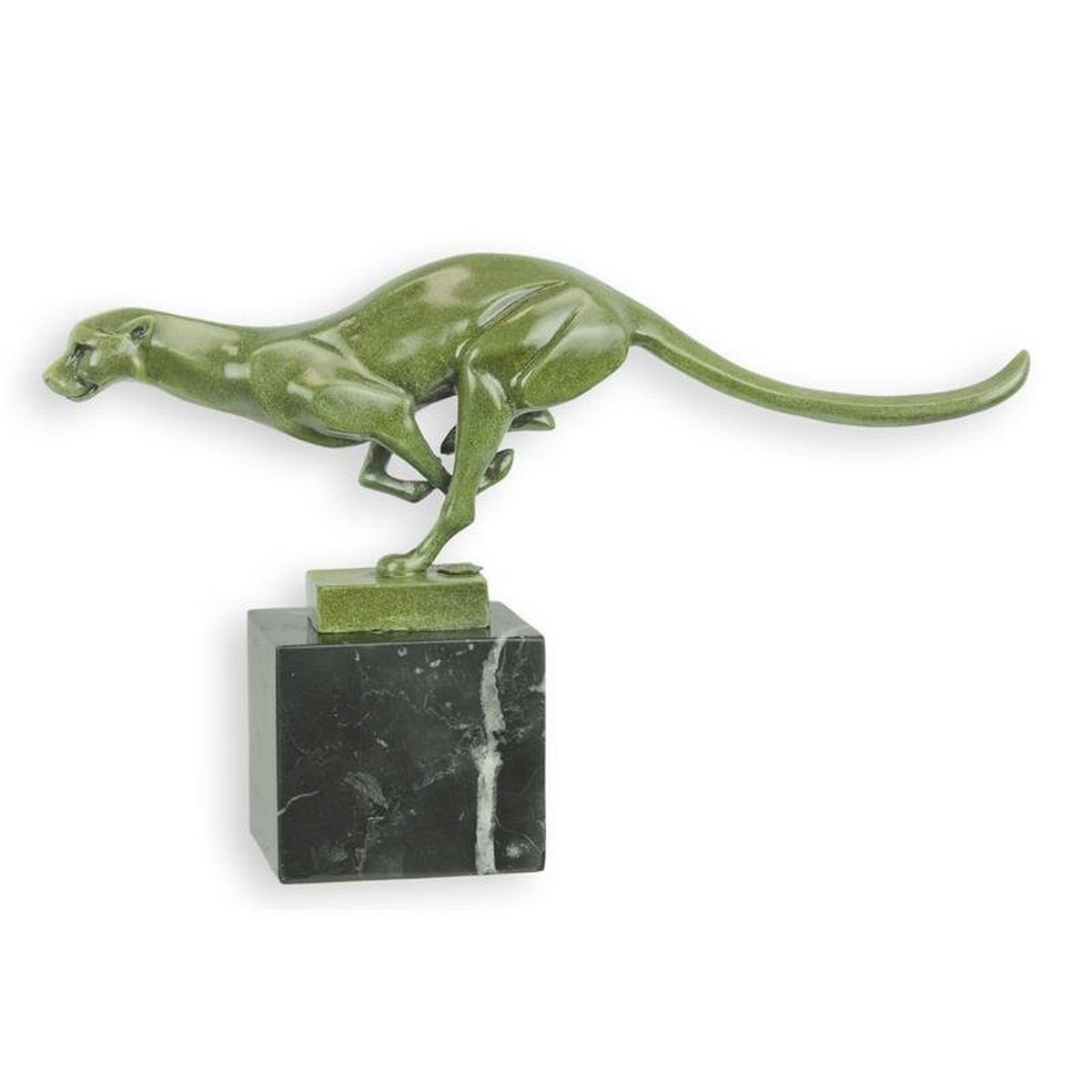 A Bronze Sculpture of a Running Cougar