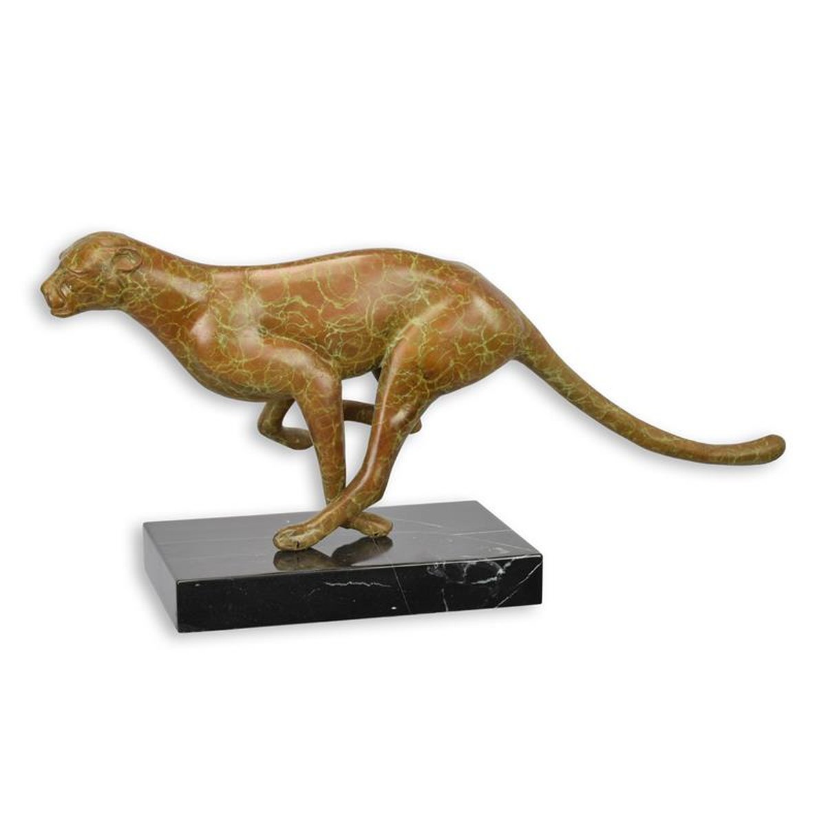 A BRONZE SCULPTURE OF A RUNNING COUGAR