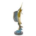 A BRONZE SCULPTURE OF A SAILFISH