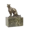 A BRONZE SCULPTURE OF A SEATED PANTHER
