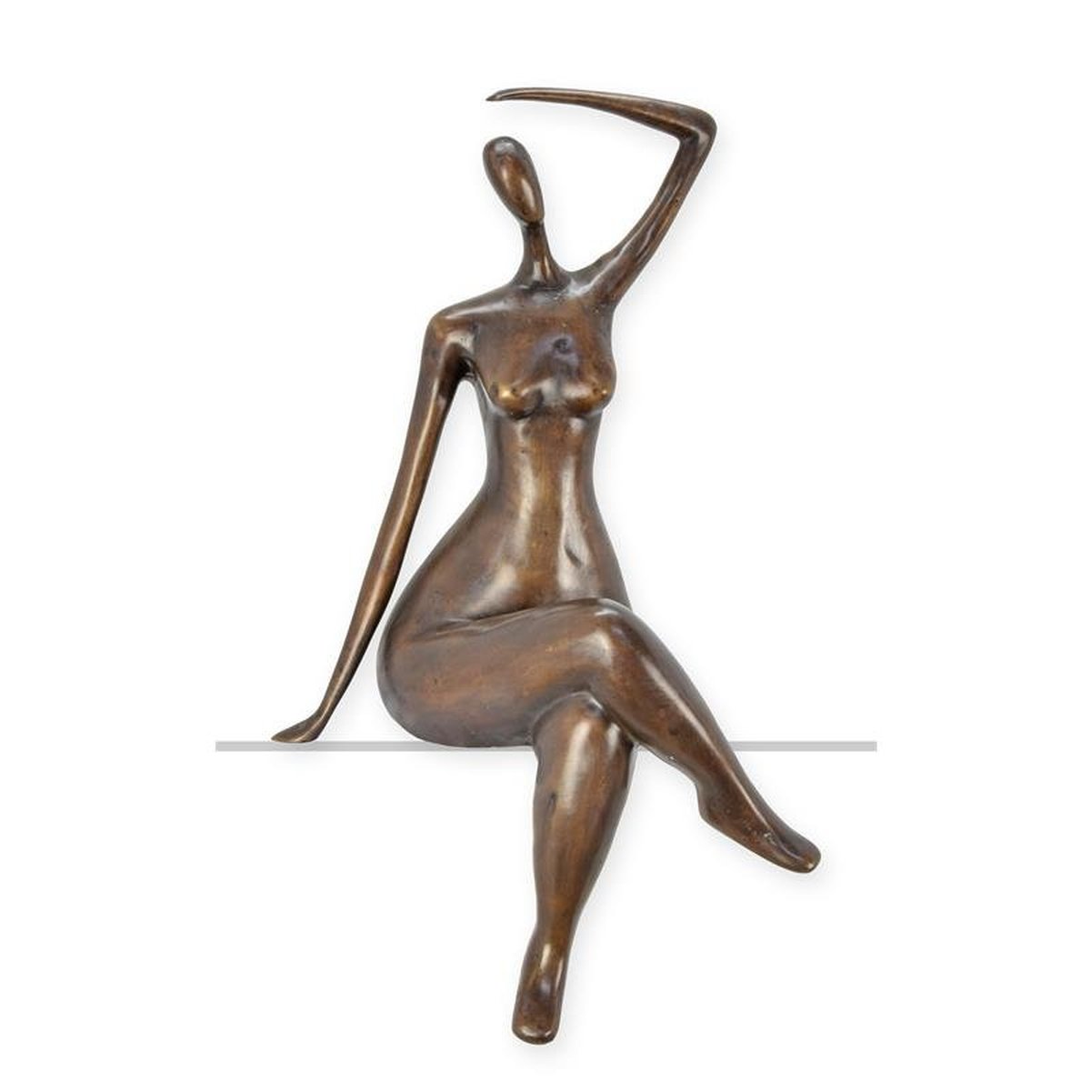 A Bronze Sculpture of a Sitting Female Nude