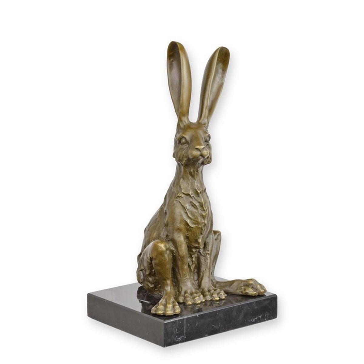 A BRONZE SCULPTURE OF A SITTING HARE