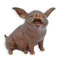 A BRONZE SCULPTURE OF A SITTING PIGLET