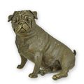 A BRONZE SCULPTURE OF A SITTING PUG