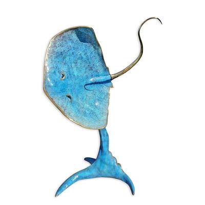 A BRONZE SCULPTURE OF A STING RAY