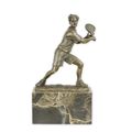 A BRONZE SCULPTURE OF A TENNIS-PLAYER