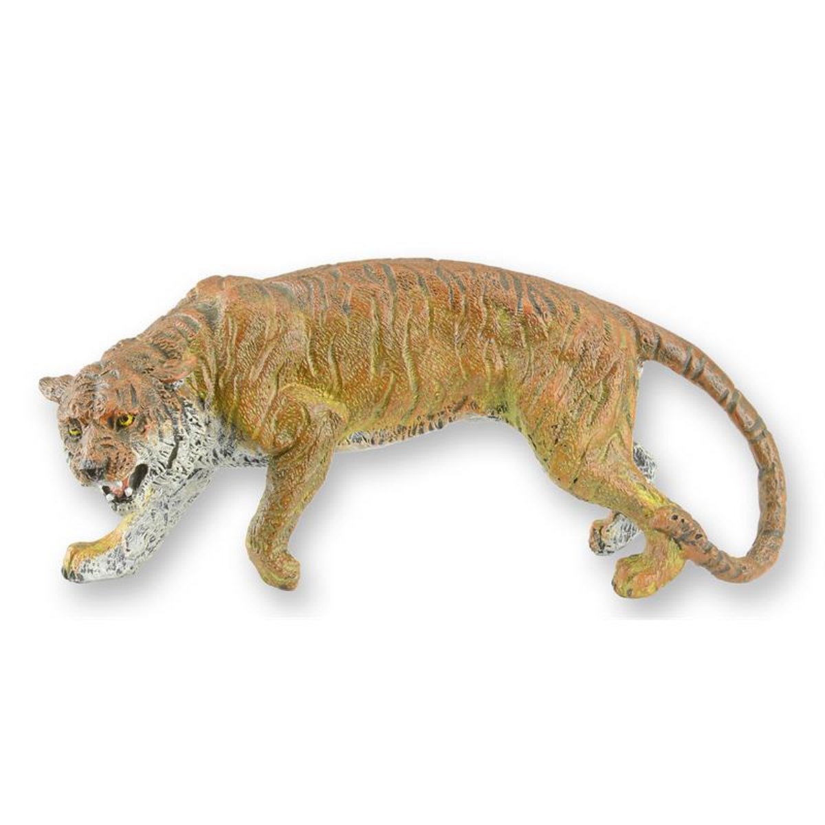 A BRONZE SCULPTURE OF A TIGER
