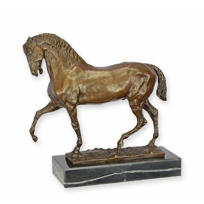 A BRONZE SCULPTURE OF A TROTTING HORSE