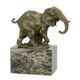 A BRONZE SCULPTURE OF A WALKING ELEPHANT