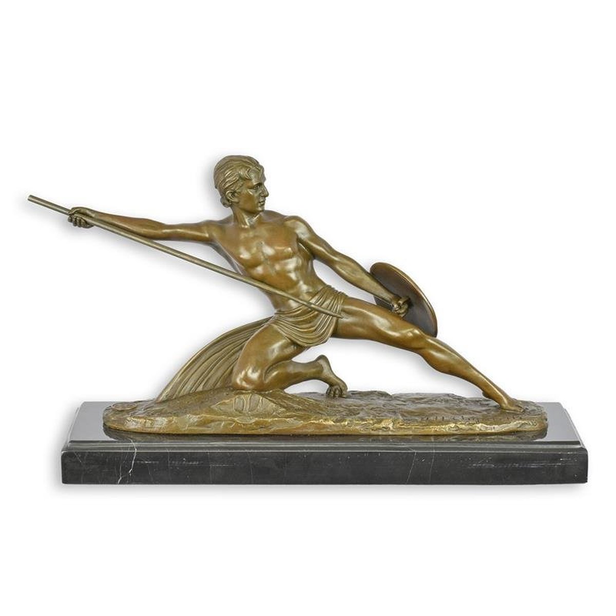 A Bronze Sculpture of a Warrior with Spear