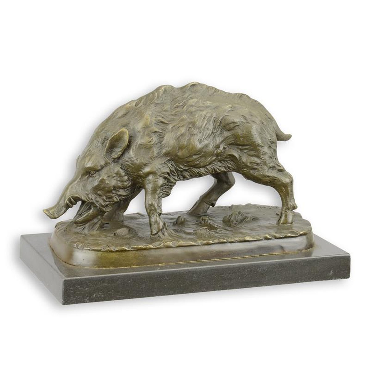 A BRONZE SCULPTURE OF A WILD BOAR
