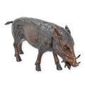 A BRONZE SCULPTURE OF A WILD BOAR