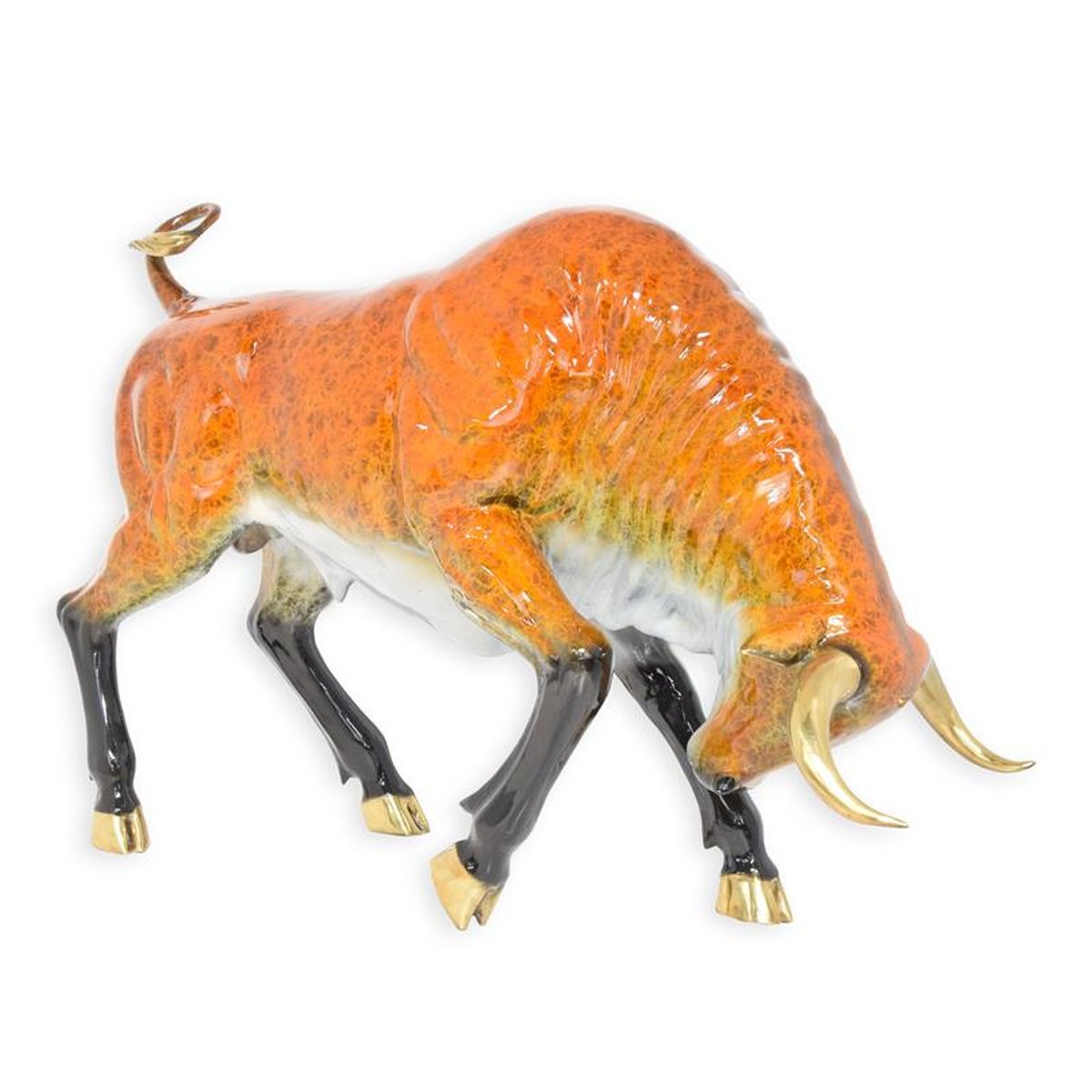 A BRONZE SCULPTURE OF A YOUNG BULL