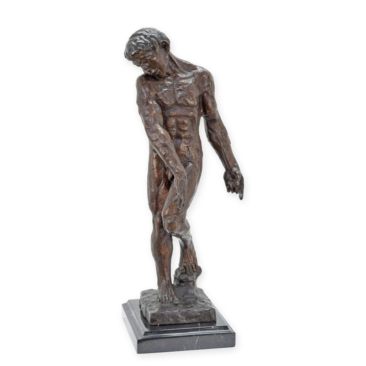 A BRONZE SCULPTURE OF ADAM