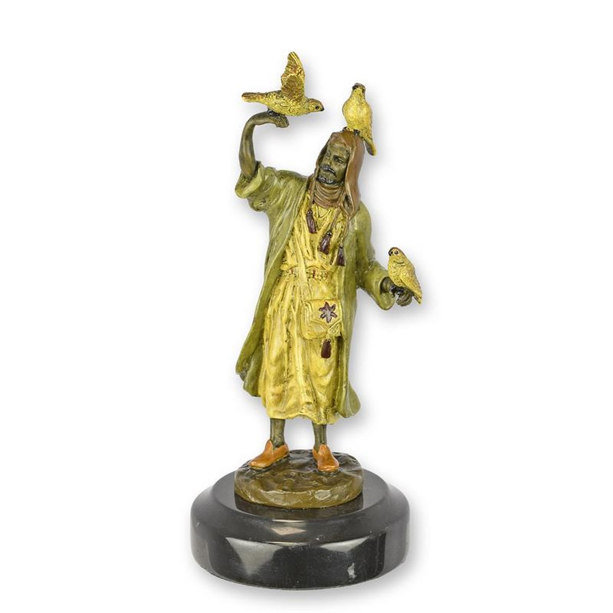 A BRONZE SCULPTURE OF AN ARAB FALCONER