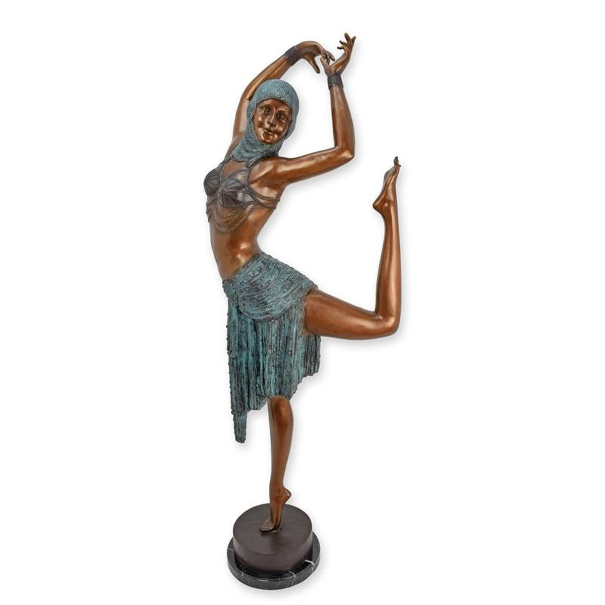 A BRONZE SCULPTURE OF AN ART DECO DANCER