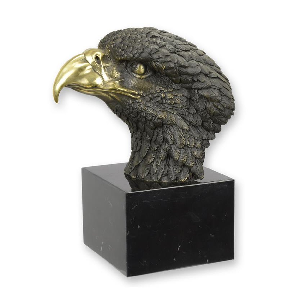 A BRONZE SCULPTURE OF AN EAGLE HEAD