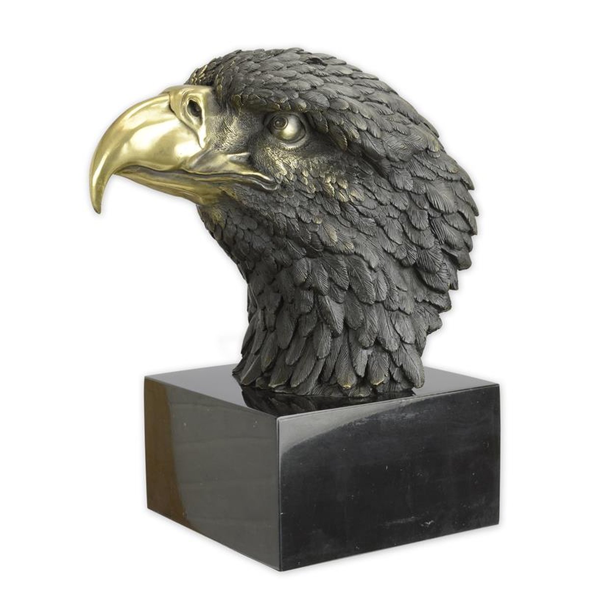 A BRONZE SCULPTURE OF AN EAGLE HEAD