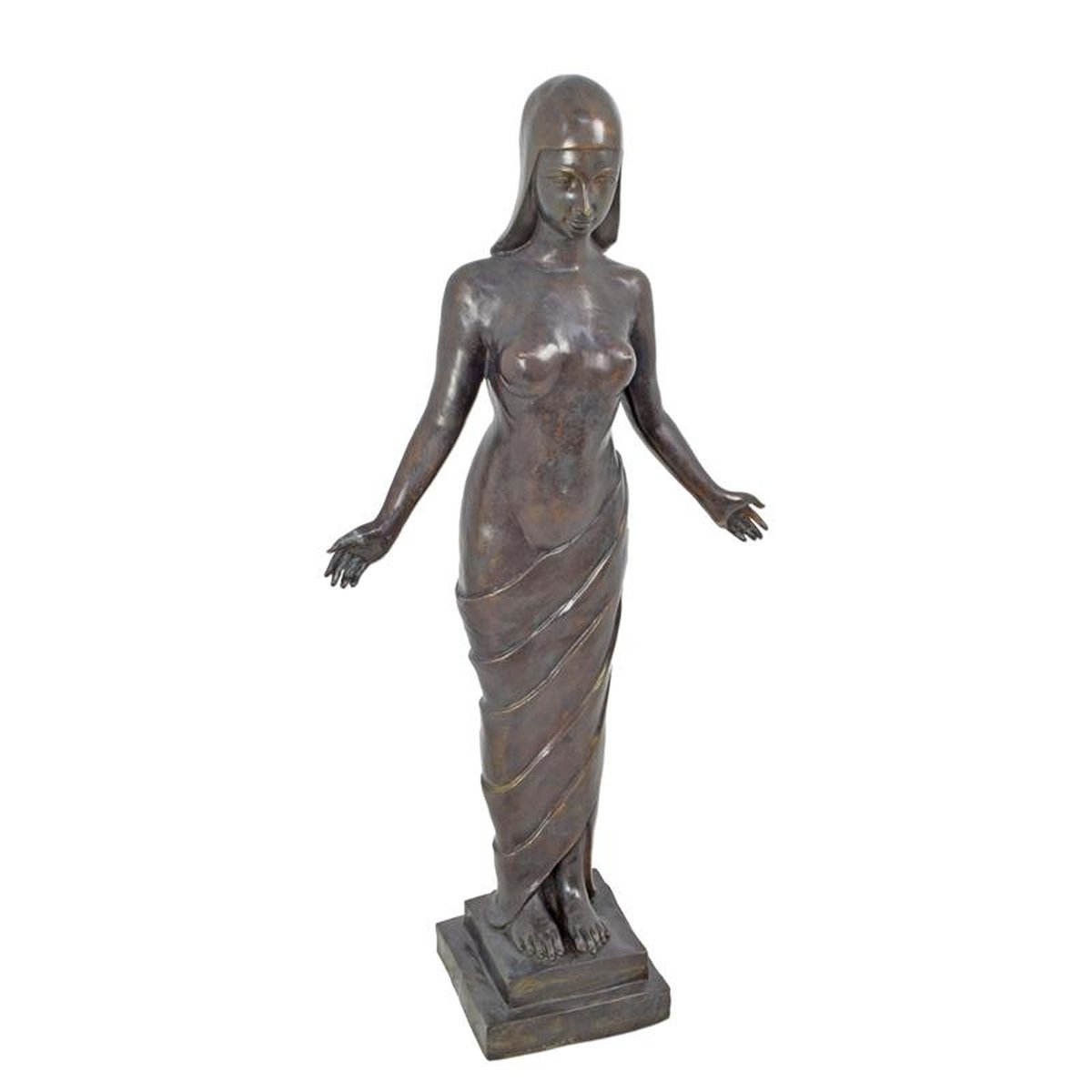 A BRONZE SCULPTURE OF AN EGYPTIAN DANCER