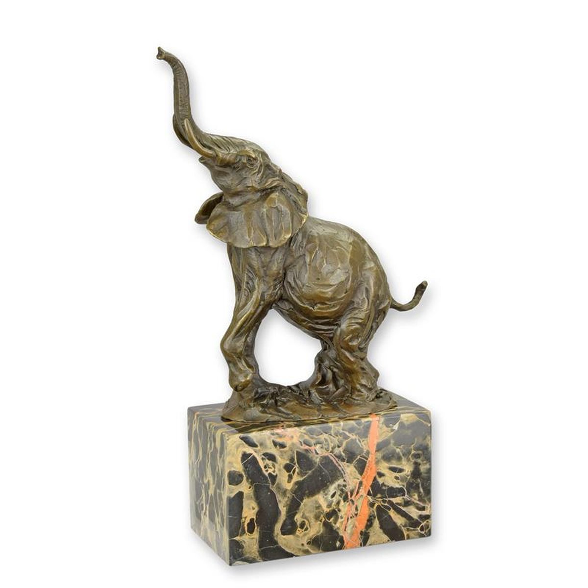 A BRONZE SCULPTURE OF AN ELEPHANT